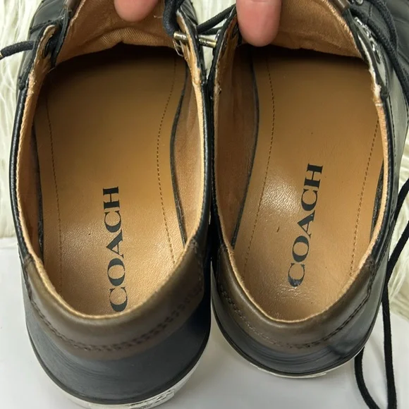COACH Mens Shoes PERKINS TRAINER SNEAKER black leather Size 7. - Picture 5 of 14
